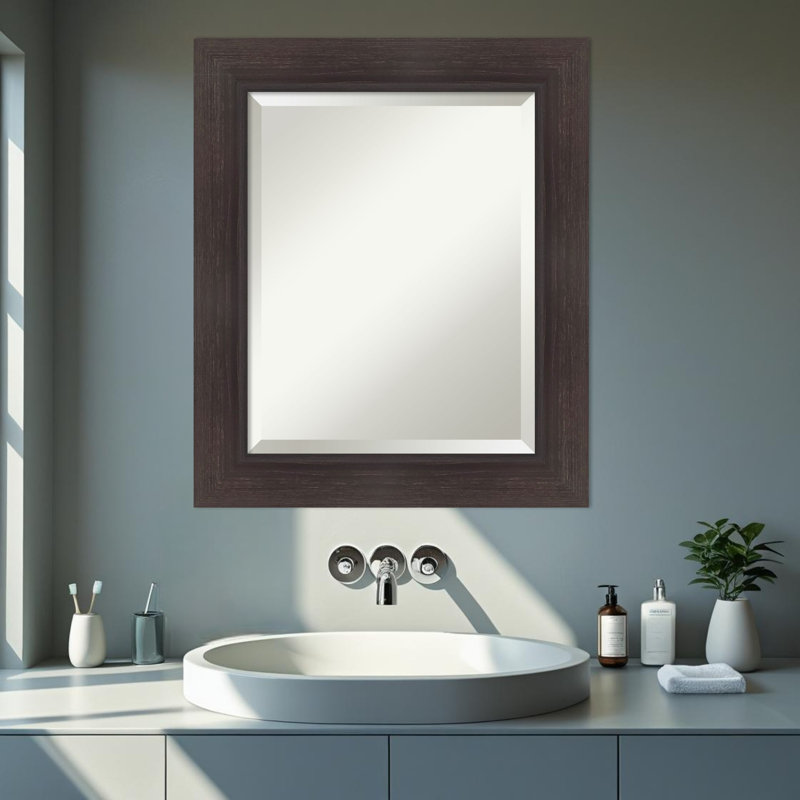 Miroir mural de salle de bain Sloped, 25,5 po x 21,5 po, Espresso