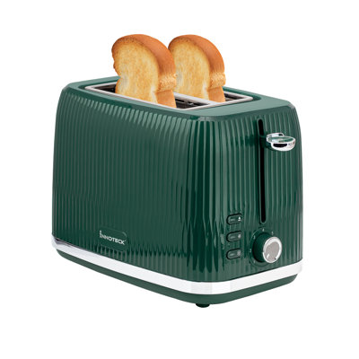 2 Slice Toaster in Glossy Ridged Textured Body and Stainless Steel Mechanism