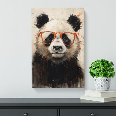 Panda With Glasses Painting No.2 - Wrapped Canvas