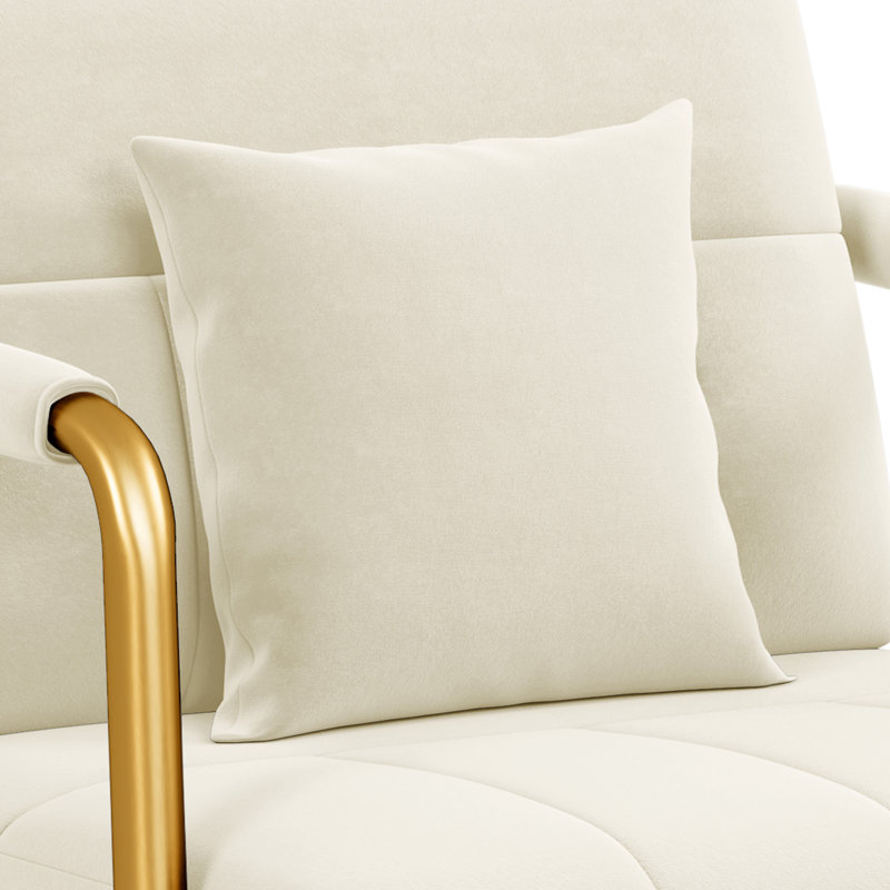 30″ W Accent Armchair with Cozy Pillow, Beige
