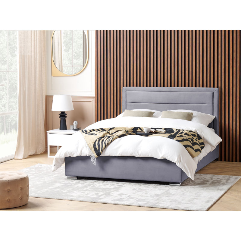 Atziry Upholstered Bed, Dark Grey, European Kingsize (160 x 200 cm)