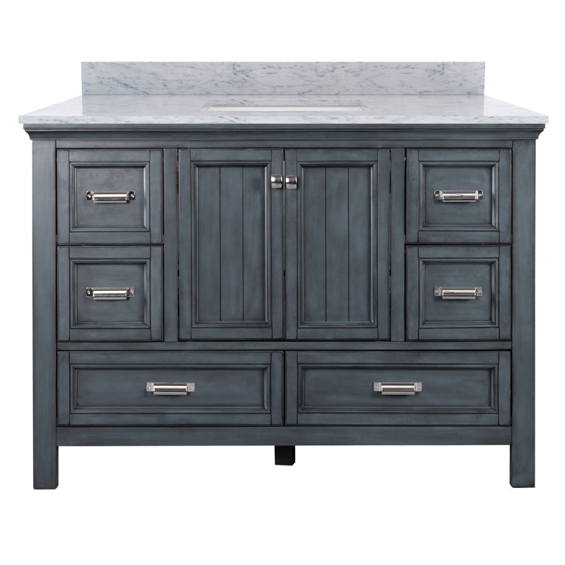 49'' Single Bathroom Vanity with Top, White, Harbor Blue
