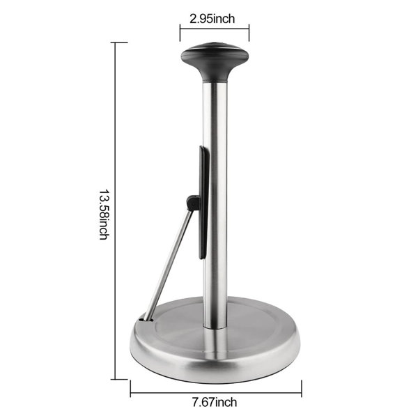 Black Paper Towel Holder Countertop,Heavier Base(2.65 LBS) Stainless Steel  Kitchen Paper Towel Holder Stand,Easy One Hand Tearing Paper Towel