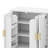 Modern Stripe Door Storage Cabinet,4-Door Sideboard With Back-Of-Door Storage Racks & Side Hooks,Adjustable Shelves-121352291