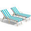 Chaises longues d'extérieur 73,9 "en aluminium avec coussins amovibles 72" et dossier réglable (ensemble de 2)-2042238243-2046552945