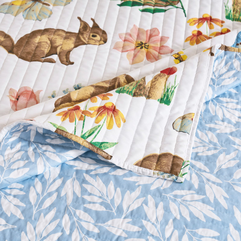 Willow Reversible Quilt Set, Full/Queen Quilt + 2 Standard Shams, White/Brown