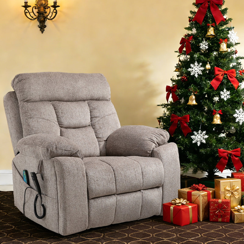 Chira Oversized Lay Flat Electric Lift Recliner Chair with Massage & Heat,Dual Motor., Light Brown