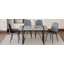 Une table de salle à manger rectangulaire rétro minimaliste avec un dessus spécialement texturé et des pieds en métal, jumelés à 4 chaises-1312218797-1312218784
