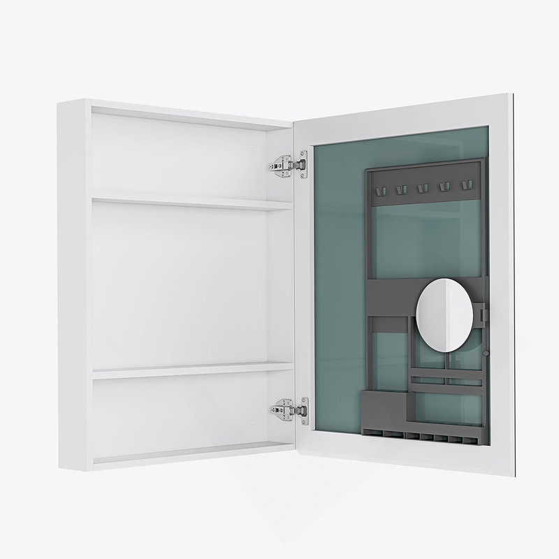 24'' W X 30'' H Surface Frameless Mirror Medicine Cabinet, Beveled Mirror Edges Bathroom Medicine Cabinet, Right Opening Door