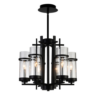 Maren 6 Light Black Chandelier, 18-Inch Modern Ceiling Light Fixture for Dining Room or Kitchen