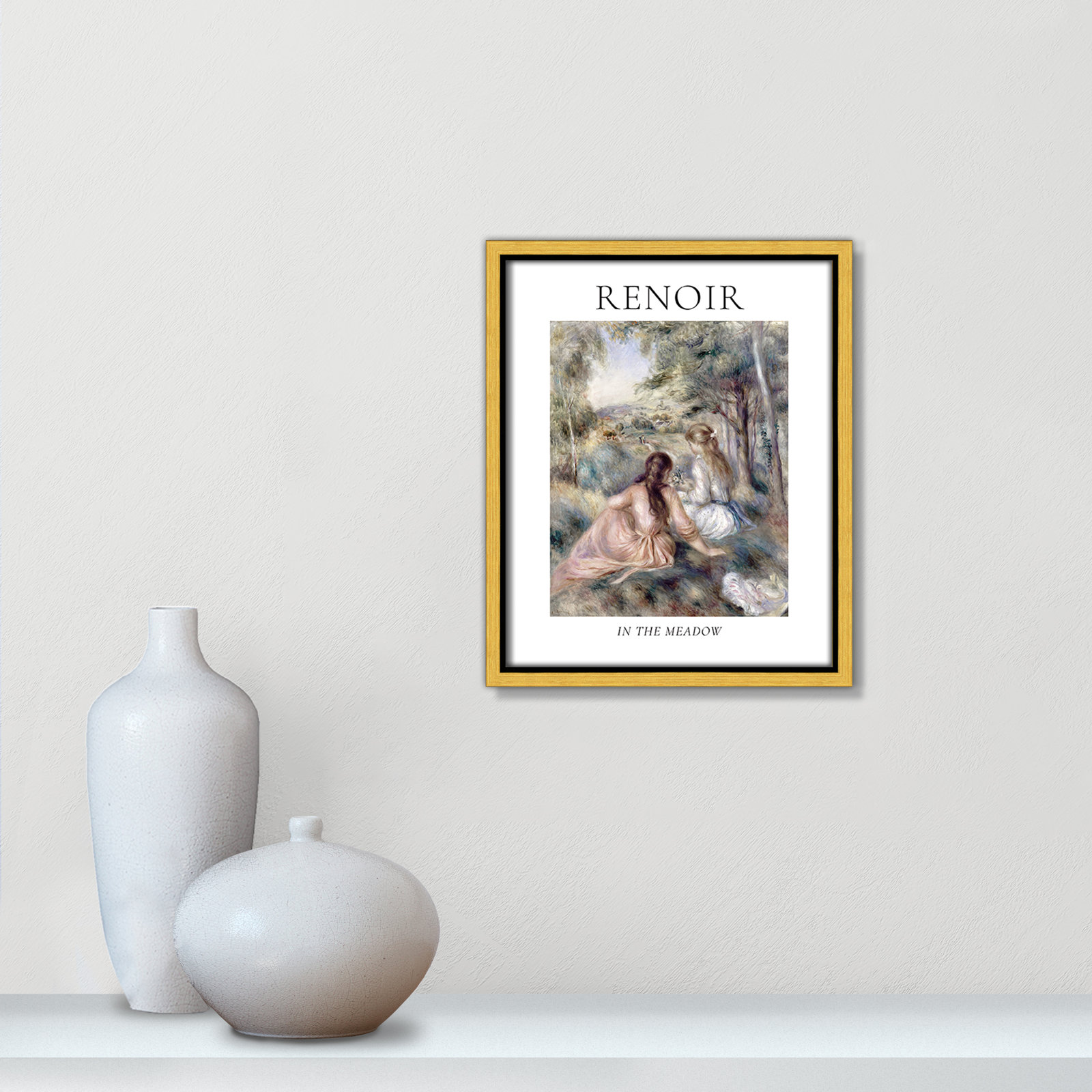 Old Masters Collection " In The Meadow " by Auguste Renoir, No, 11.5" H x 9.5" W x 2" D, Gold Floater Frame