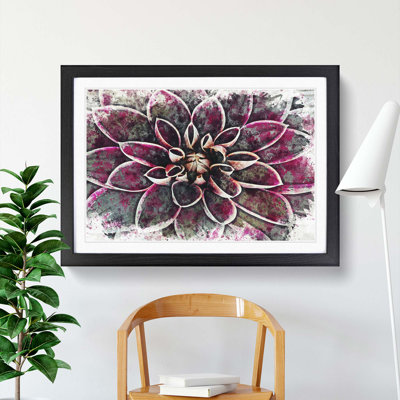 Pink Dahlia Flower in Abstract - Framed Print