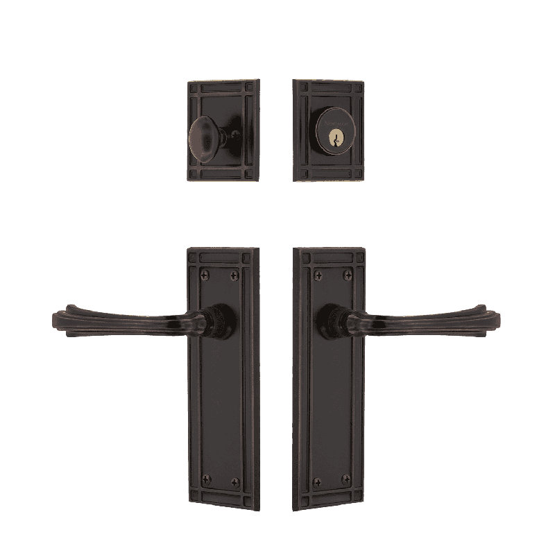 Nostalgic Warehouse Mission Entry Set with Fleur Lever, Timeless Bronze, 2.75