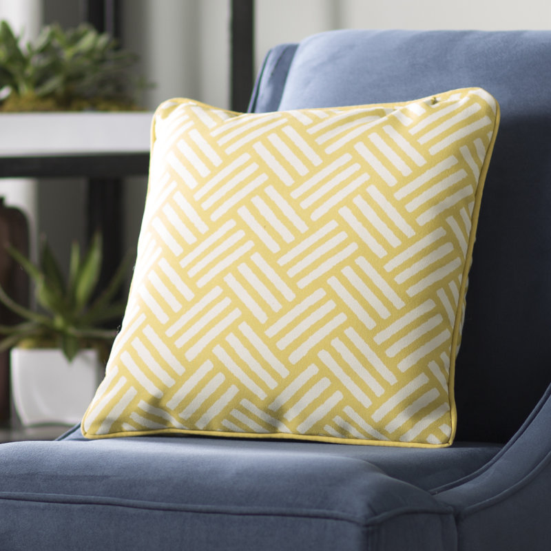 Geometric Indoor/Outdoor Reversible Throw Pillow, 20" x 20", Navy