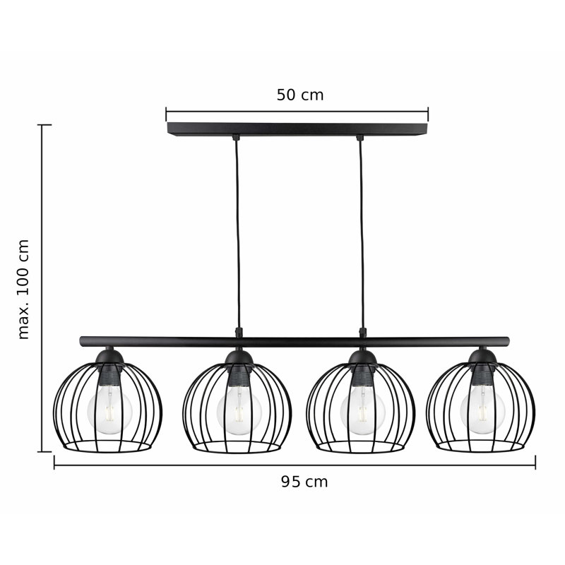 Gharass 4 - Light Kitchen Island Pendant, Black