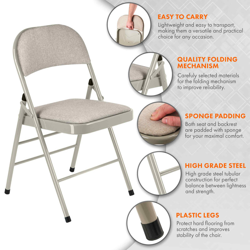 Fabric Banquet Folding Chair Folding Chair, Beige