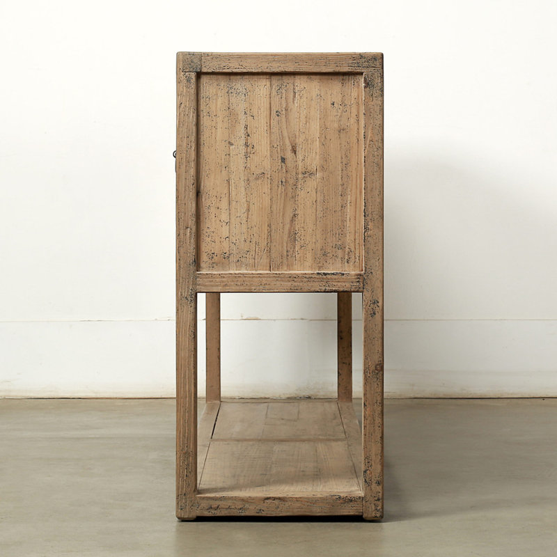 Three Drawers Console Table Weathered Natural with Distressed Gray
