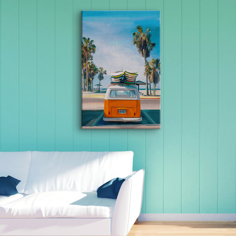 « retro beach day ii », reproduction d’art sur toile non encadrée, H 36 po x l 24 po x P 1,5 po