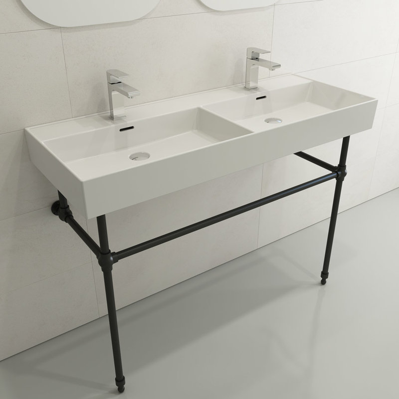 Milano 23.28 in. L Bathroom Sink, White
