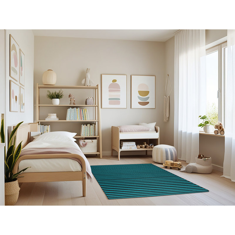 Tapis gris à rayures horizontales lavable à la machine, Rectangle 4pi x 6 pi