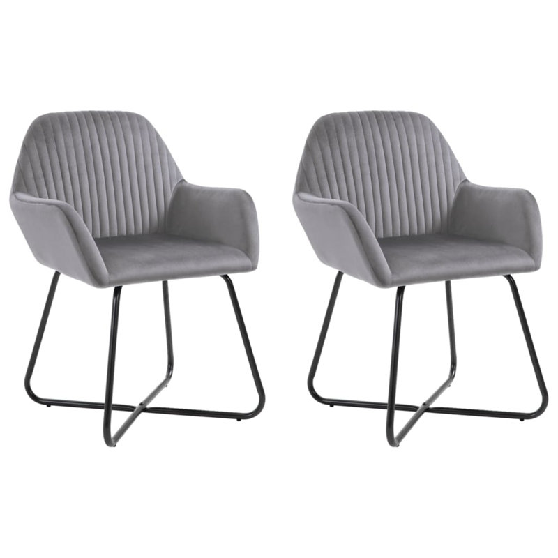 Dining Chairs Upholstered Chair with Metal Legs for Living Room Velvet, Gray