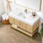 Ensemble de meuble-lavabo à simple cuve 48 "en chêne foncé avec plateau en pierre composite à grain blanc Scotto-381521723