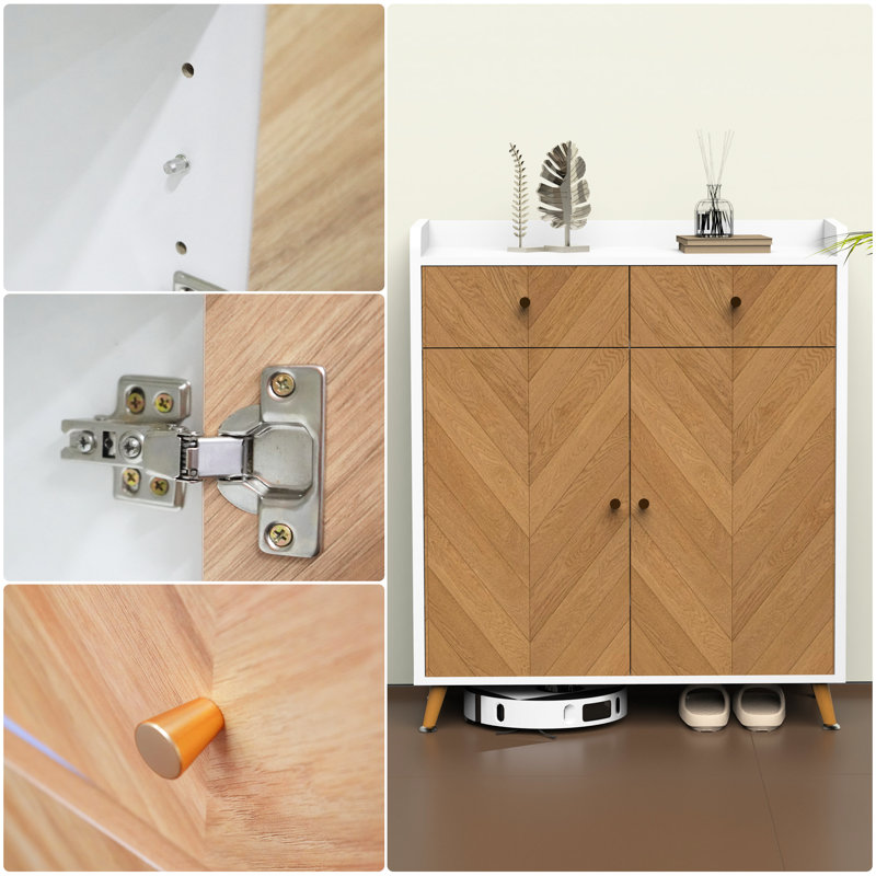Armoire de rangement moderne pour chaussures, bois aggloméré, design à chevrons pour entrée de maison
