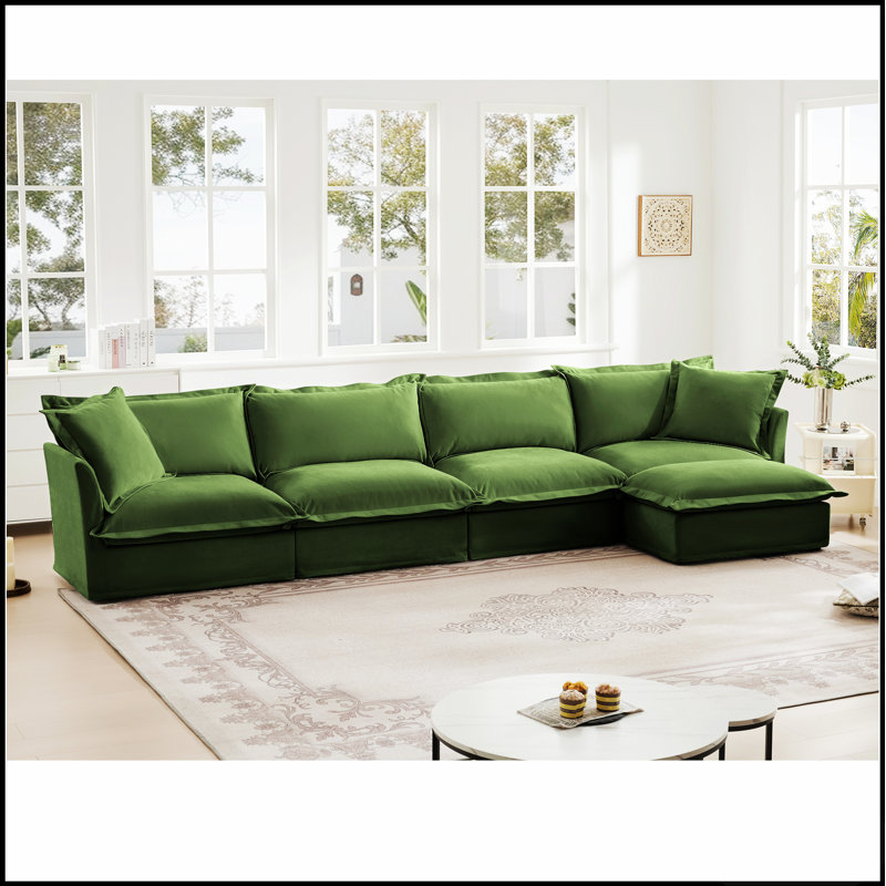Canapé Comfy, H 34,6 po x l 156,6 po x P 55 po, Chenille verte