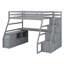 Lit mezzanine avec 7 tiroirs, 2 tablettes et un bureau-387206327