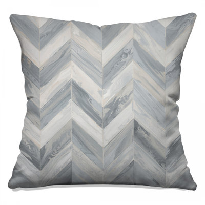 Coussins décoratifs gris à motif de chevrons gris