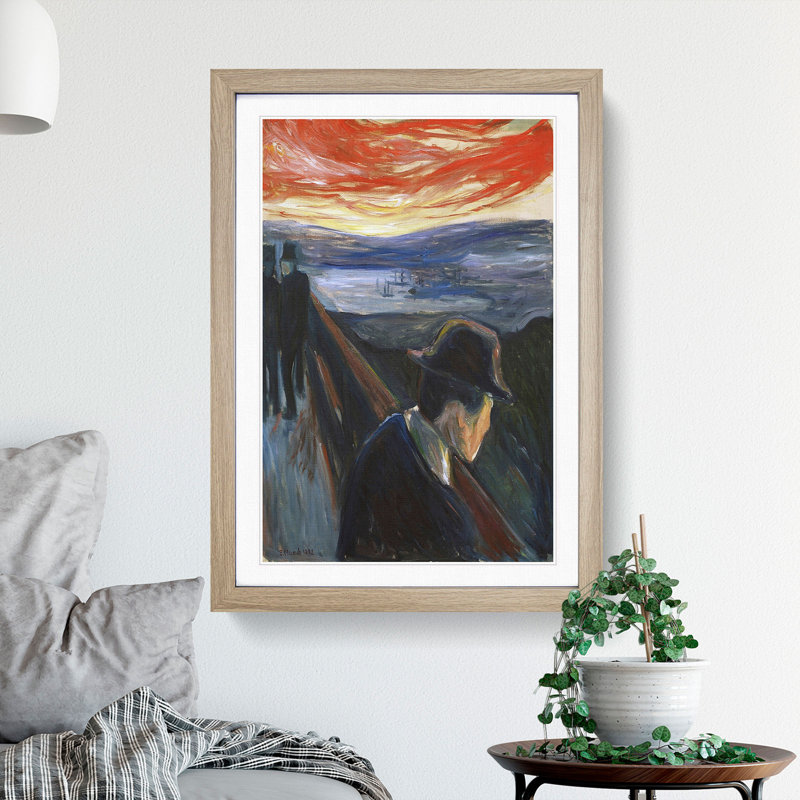 Despair by Edvard Munch - Picture Frame Painting, 36cm H x 27cm W x 2cm D, Oak Framed