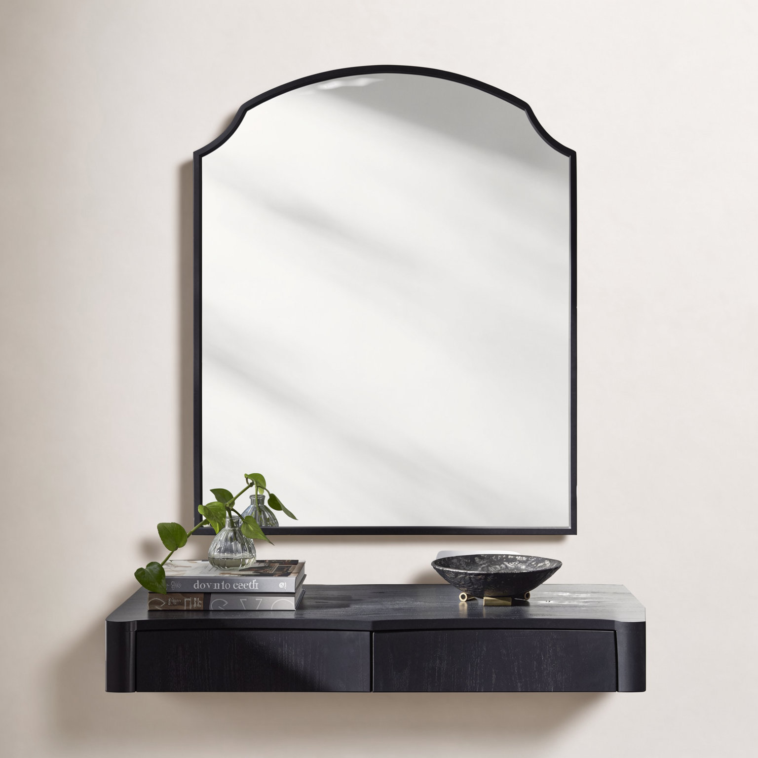 Sheley Arch Wall Mirror, Black