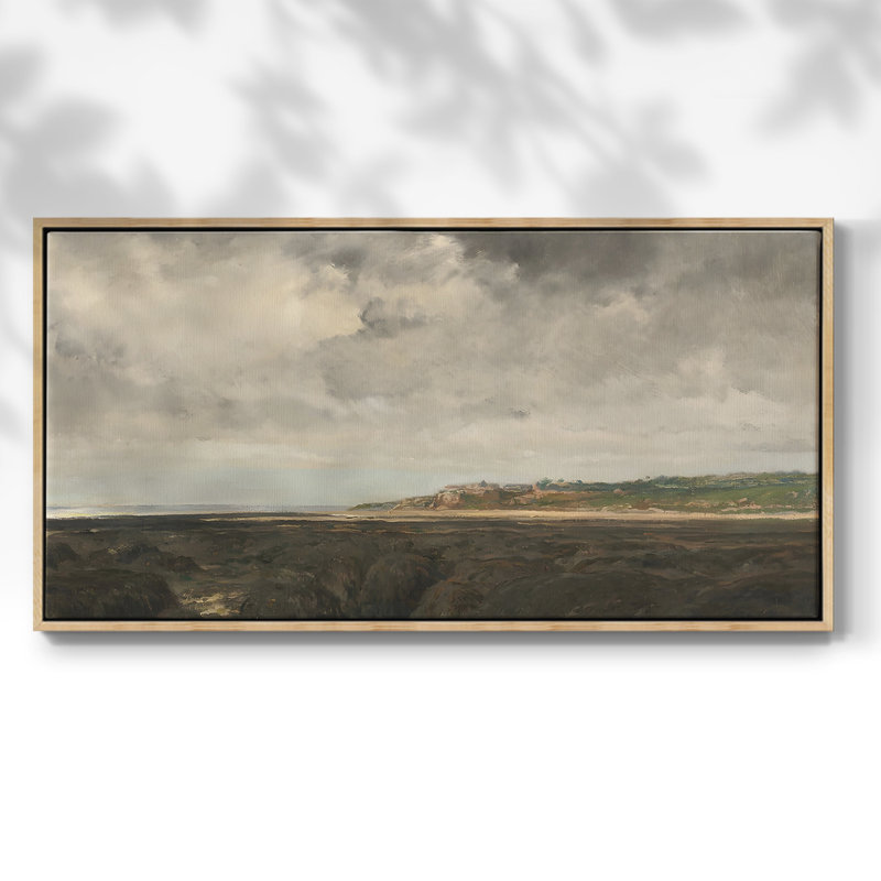 Série paysage - CML XXIV - Toile tendue avec châssis encadré - Prêt à être accroché, H 25 po x l 49 po, Naturel