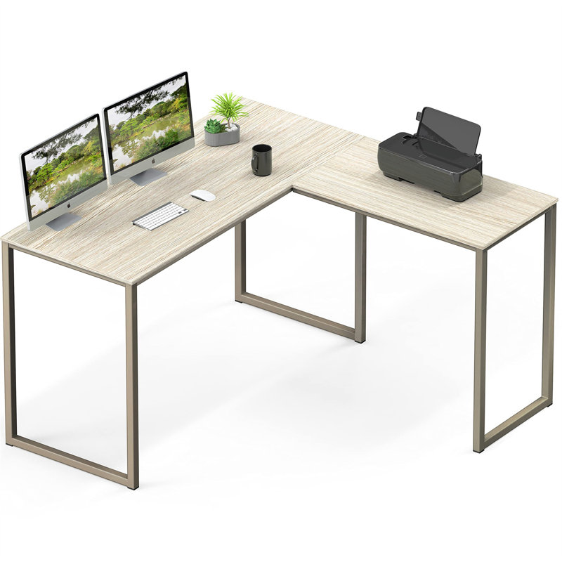 Bureau d'écriture en L Chaddie, H 27,99 po x l 47,99 po, Beige