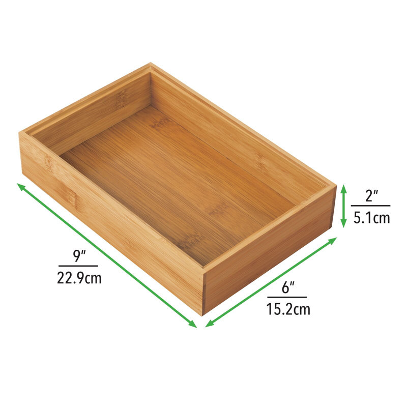 Plateau de rangement en bois en bambou empilable mDesign