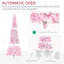Arbre de Noël artificiel enneigé avec forme de crayon, branches réalistes en pin, lumières DEL blanc chaud, ouverture automatique, rose et blanc-621648007