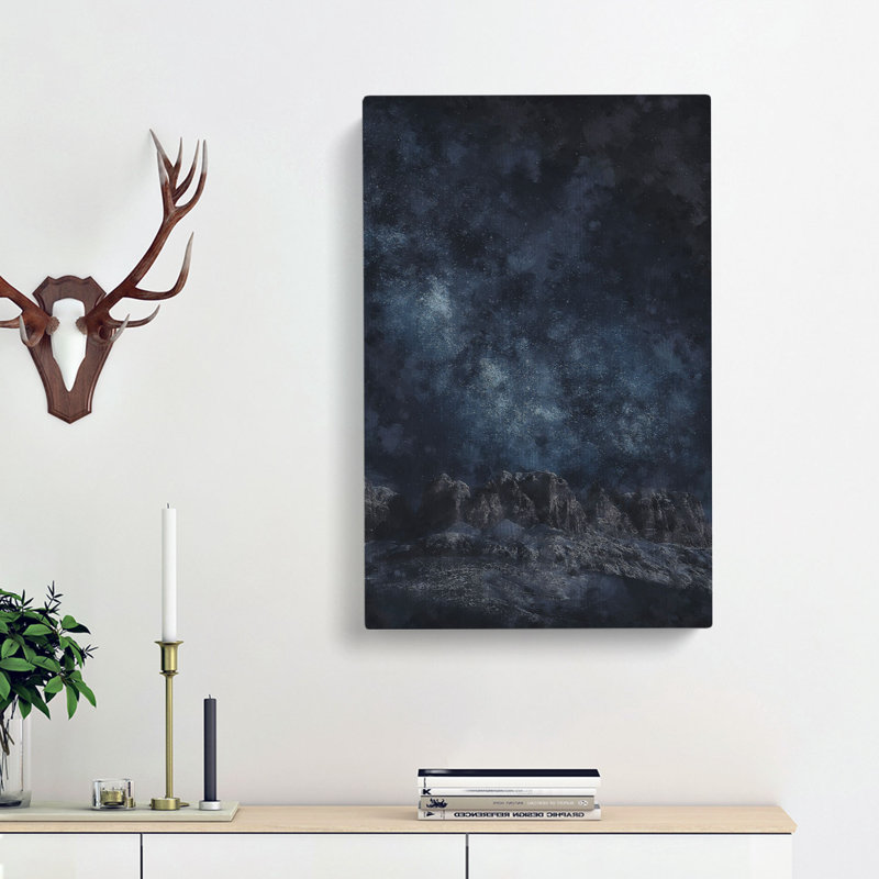 Stars Above The Mountains Abstract - Wrapped Canvas Print, 60cm H x 40cm W x 3cm D