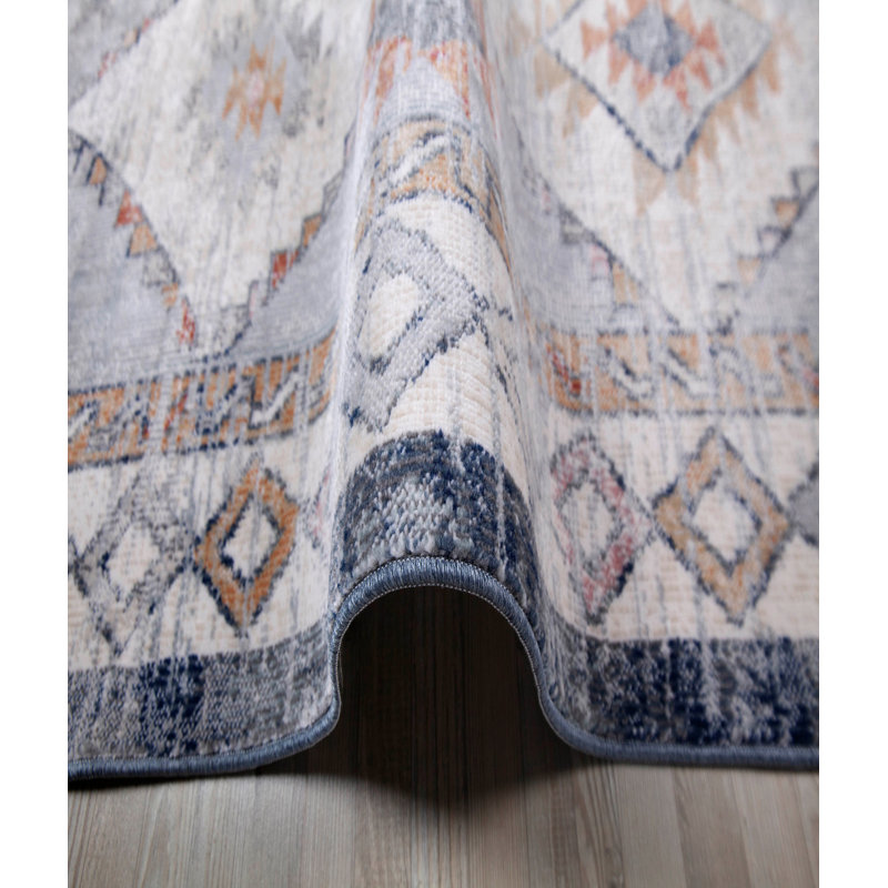 Tapis blanc / anthracite Hangah, Rectangle 2 pi 7 po x 4 pi 11 po