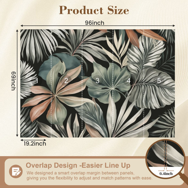 Red Barrel Studio Peel and Stick Wallpaper Tropical Botanical Leaves ...