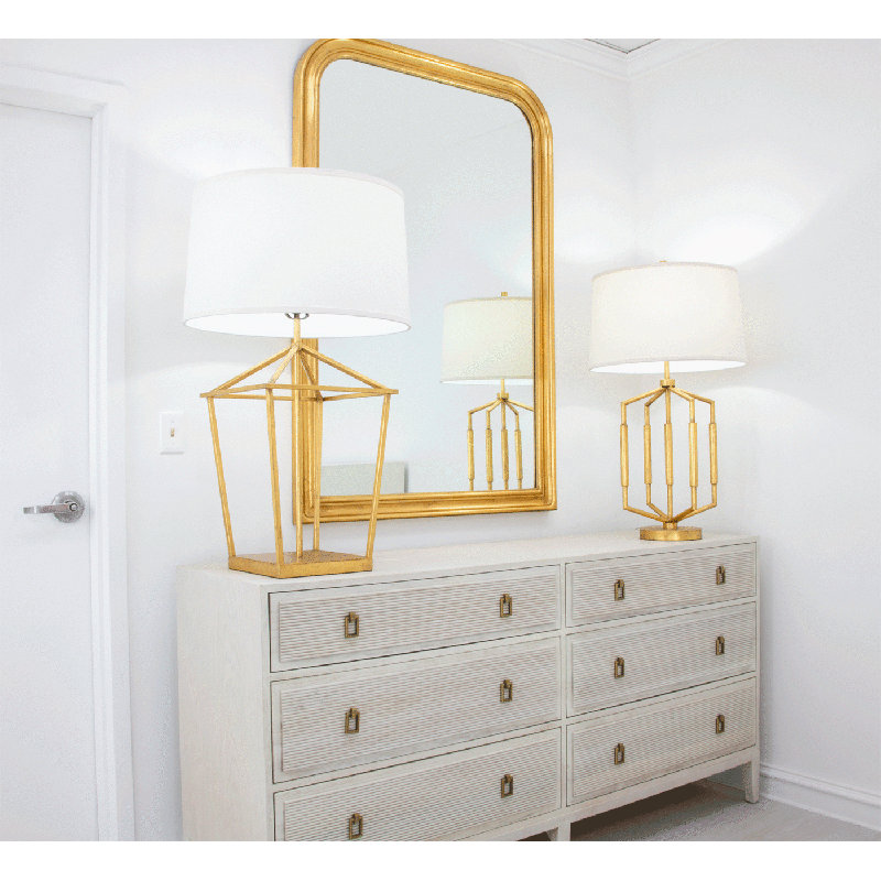Mura Table Lamp, Antiqued White/Gold Leaf