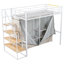 Lit mezzanine en métal avec garde-robe et tablettes de rangement-364496073