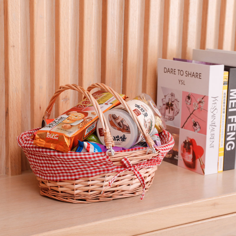 Wicker Willow Picnic Basket with Double Drop-Down Handles