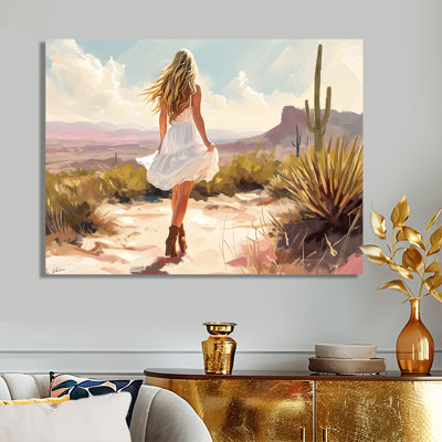 Cowboy dans le désert à Big Bend Country Texas II - Cowgirls Wall Art Living Room