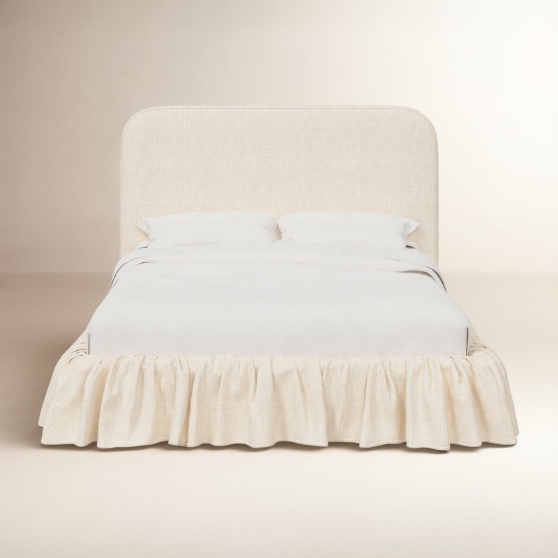 Lit plateforme Maggie Ruffle, Lin classique talc, Grand