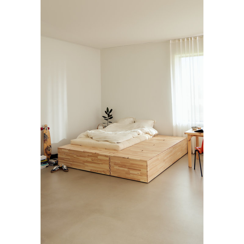BASEMENT BED CLEAR LACQUERED STORAGE BENCH CLEAR, European Kingsize (160 x 200 cm)