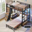 Lit superposé simple au-dessus de simple avec tablettes DEL à 3 niveaux et rangement pour arbre d'entrée-1392676425