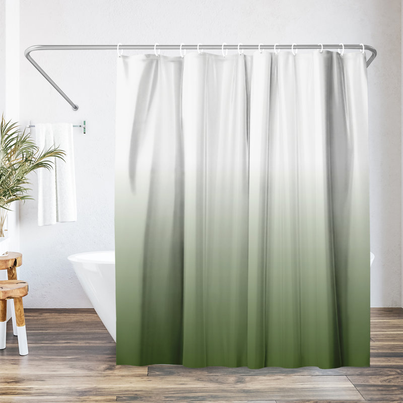  Rideau de douche 71 x 74 vert sauge dégradé - 100% polyester, Vert sauge