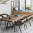 Brown + Black Rectangular Solid Wood + Iron Dining Table-1325340527
