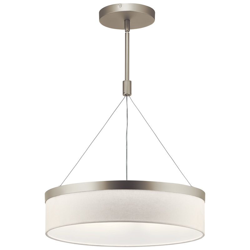 3 - Light Dimmable LED Drum Chandelier, Satin Nickel, 25" H x 18" W x 18" D