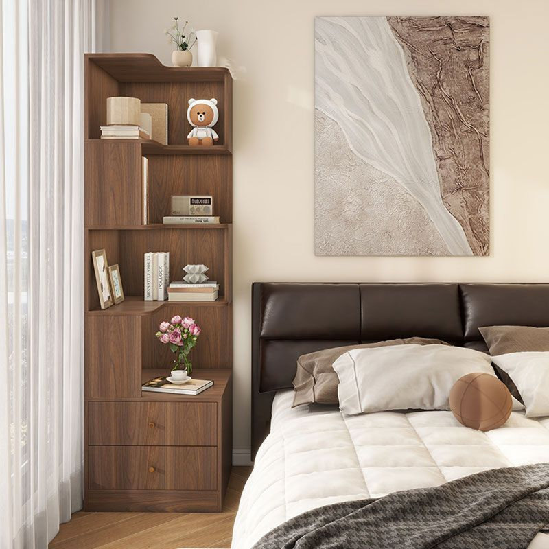 Armoire de coin en bois manufacturé brun noisette